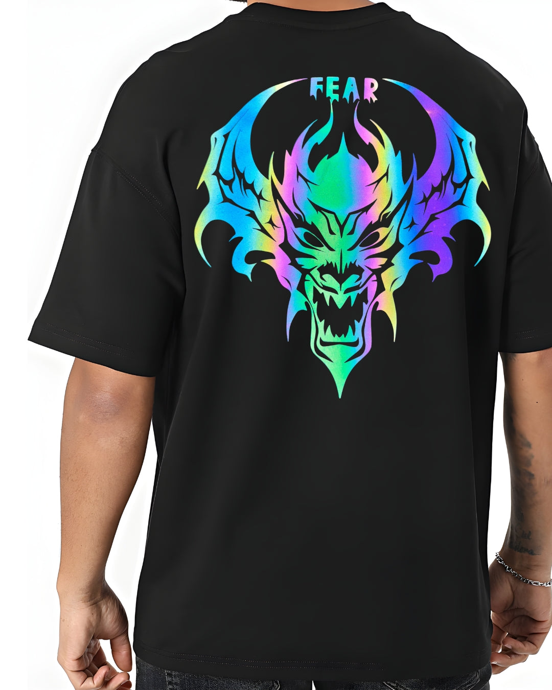 Rainbow Reflective Oversized T-shirt Cotton