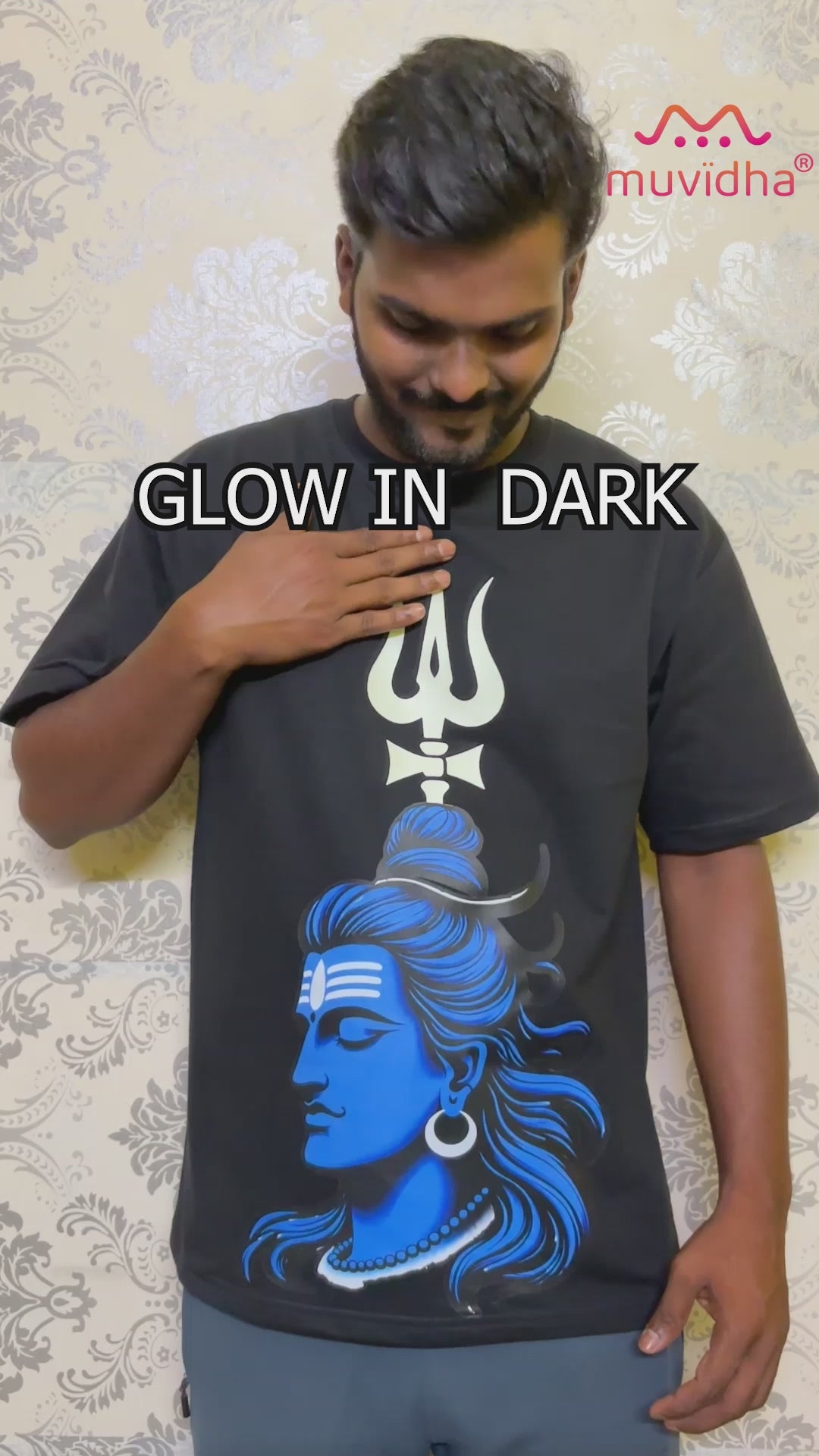 Shiva Trident Night Glow Oversized T-Shirt